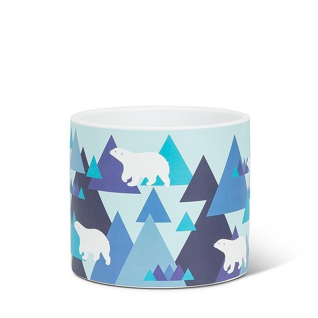 4.5" Modern Polar Bears Pot