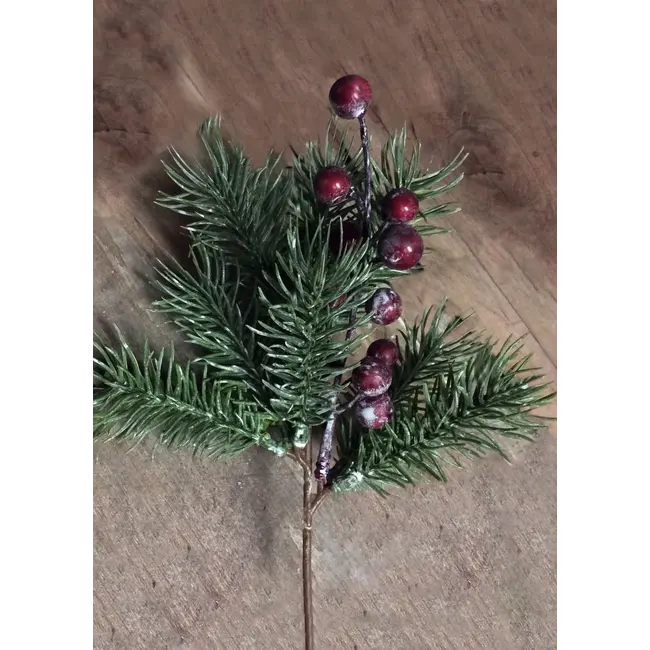 9.5" Plastic Pine & Berries Pic