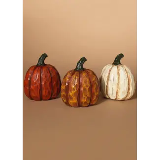 6.5" Resin Wood Look Pumpkin