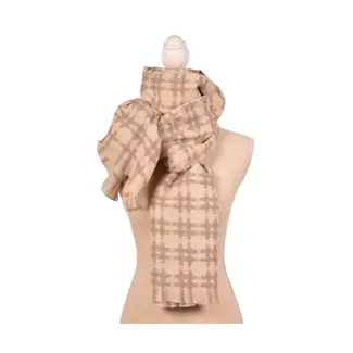Beige Large Check Print Scarf