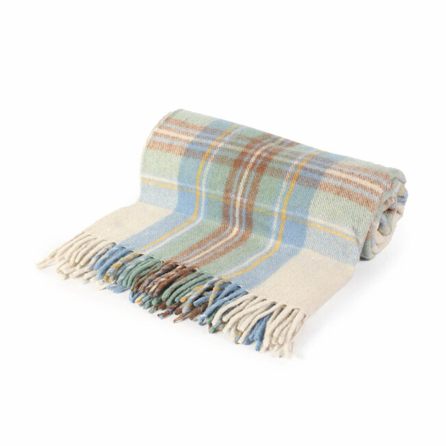 Stewart Blue Muted Highland 75% Wool Blanket