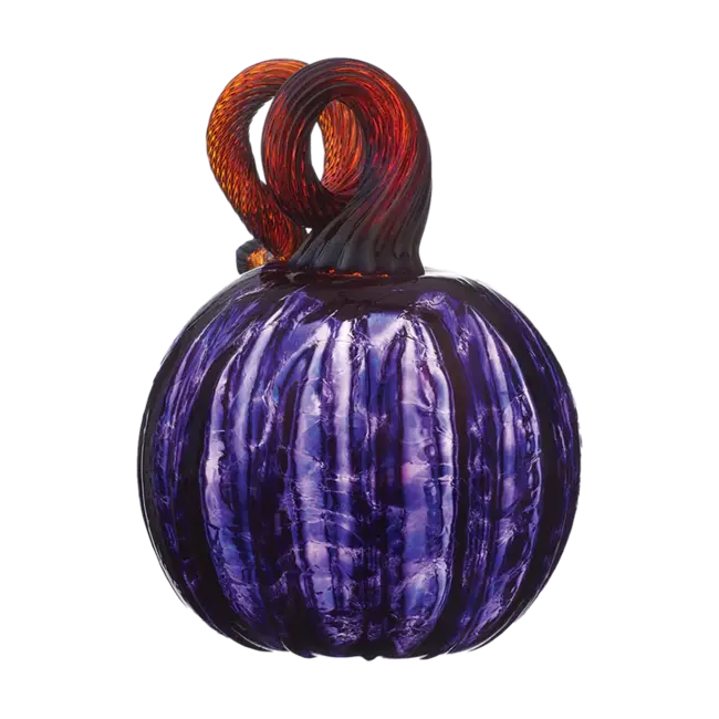 3" Round Glass Pumpkin - Purple