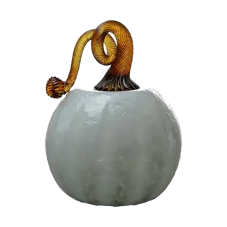3" Round Glass Pumpkin - White
