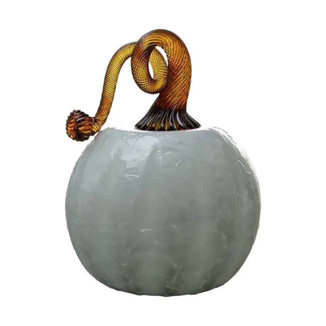 3" Round Glass Pumpkin - White