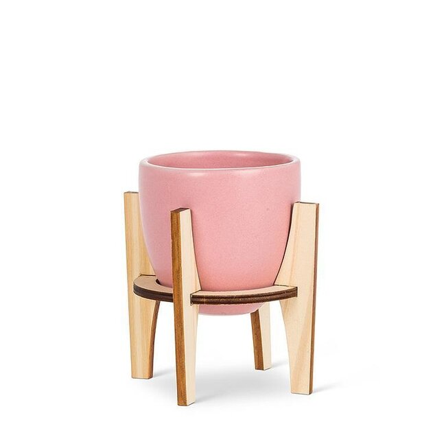 Pink Pot w/ Wooden Stand