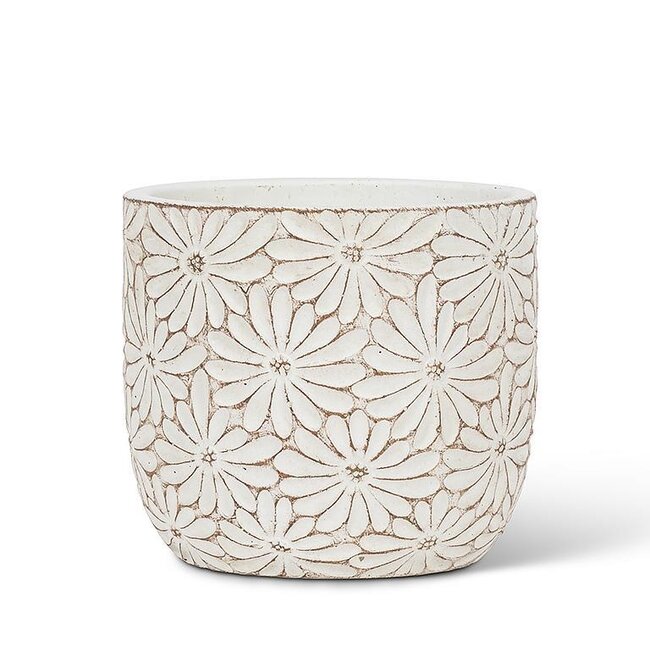 White Daisy Round Planter