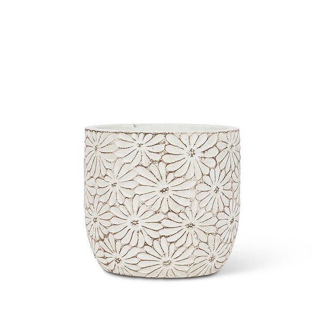 White Daisy Round Planter