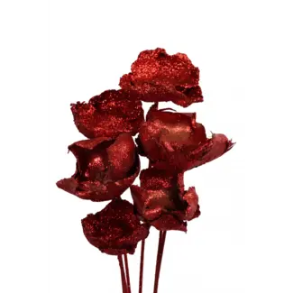Red Glitter 6 Stem Palm Caps