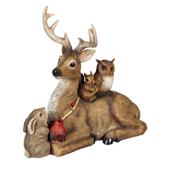 20" Deer & Woodland Creatures Statuary