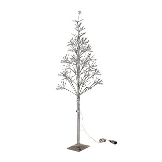 5' Indoor/Outdoor Lighted LED Tree Silver