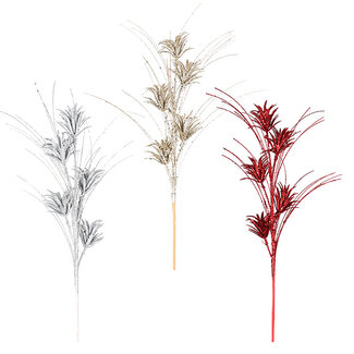 Assorted Glittered Flower & Grass (Red/Silver/Gold) Pic