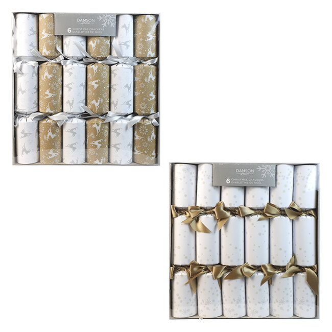 White/Gold Christmas Crackers (6pk)