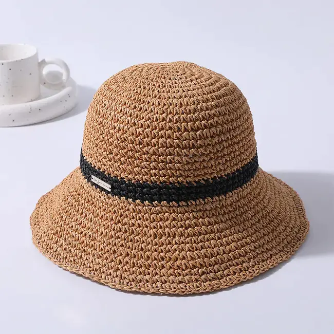 Sunday Boardwalk Black Trim Hat - Caramel