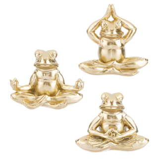 Golden Sitting Yoga Frog Figurines