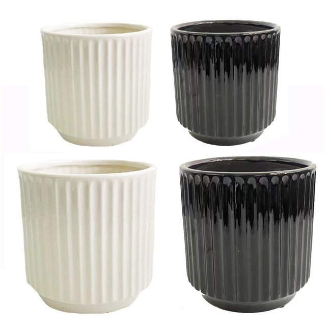 Black/Beige Ribbed Planter