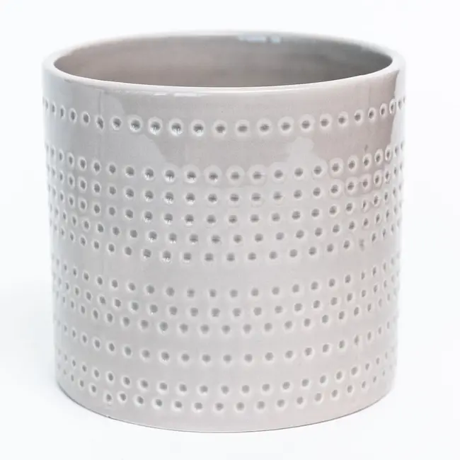 4" Grey Dolomite Pot w/ Dotted Stripes