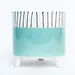 6" Footed Aqua Pot w/ Striped Rim