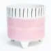 6" Footed Pink Pot w/ Striped Rim