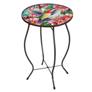 Hummingbird & Flowers Glass Table