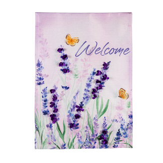 Lavender Fields Burlap Garden Flag