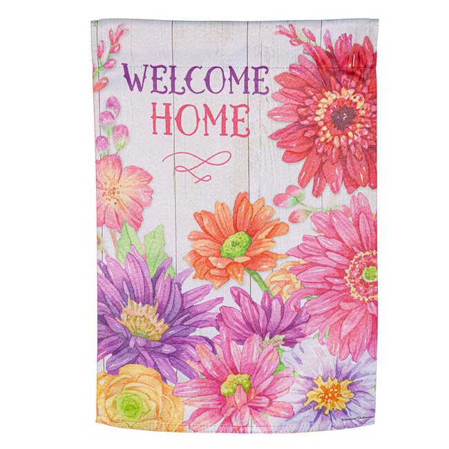 Welcome Home Spring Suede Garden Flag