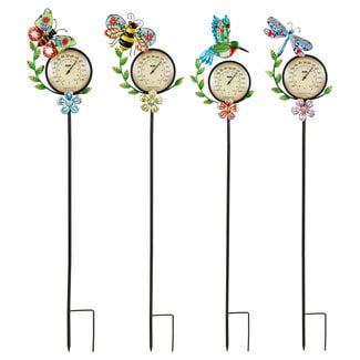 36" Folk Art Pollinator Thermometer Garden Stake