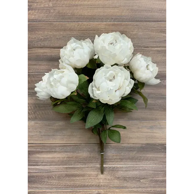 21" White Peony Bush