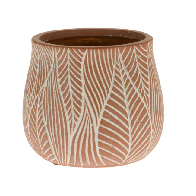 Terracotta Pot w/ Leaf Pattern