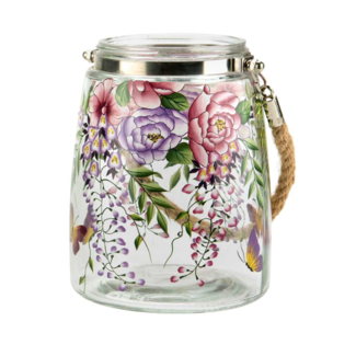 6.5" Jar w/ Flowers & Butterflies