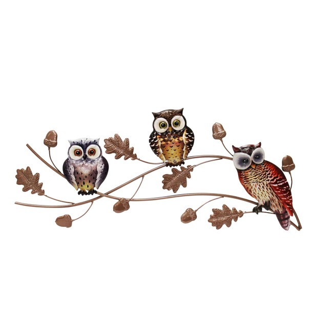 Metal Owls on Branch Wall Decor