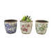 5" Floral Design Cement Pot