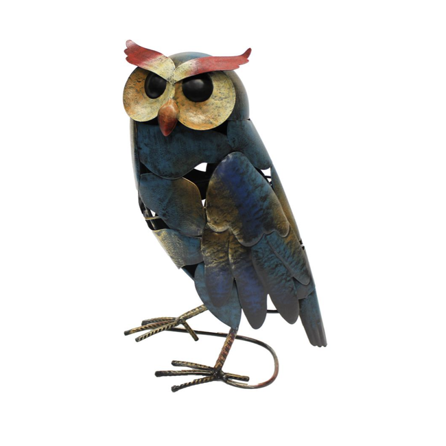 Blue Metal Owl Facing Left