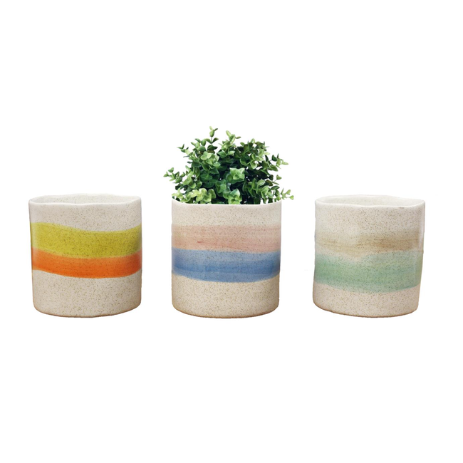 4" Ceramic Assorted Coloured Pot