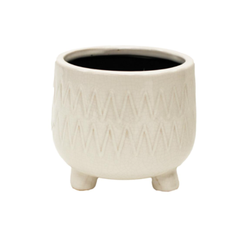 5.5" Footed White Ceramic Pot