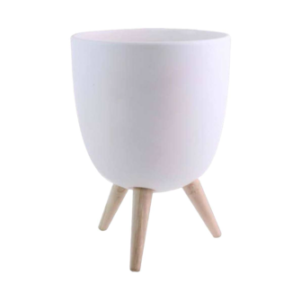 7" White Ceramic Bowl Planter w/ Legs