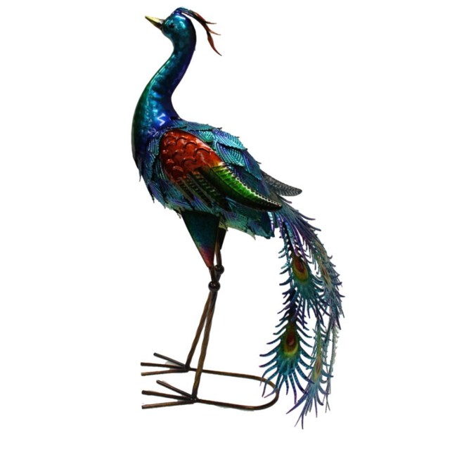 Blue & Red Metal Peacock
