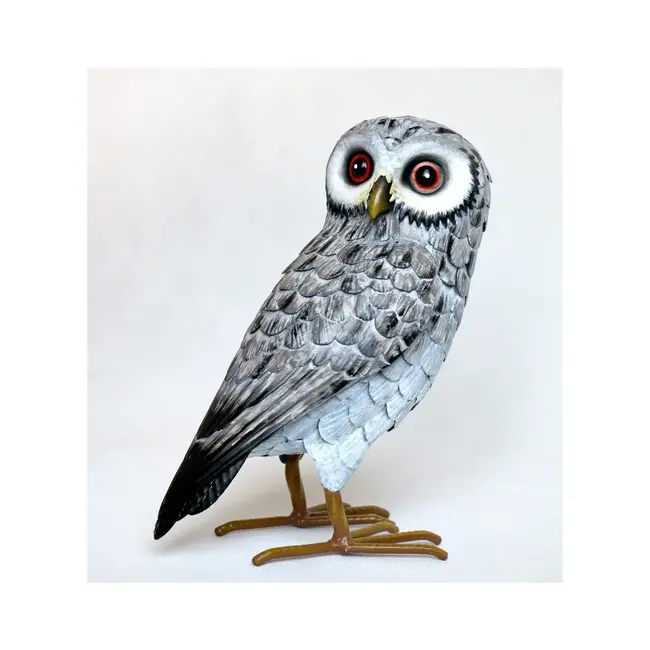 11" Black & White Metal Owl