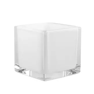 4" White Glass Cube Vase