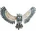 9" Blue/White Metal Owl Wings Out