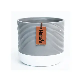 4" Grey Dolomite Pot w/ White Base