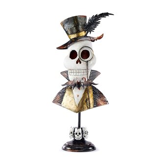 Skull in Top Hat Halloween Decor