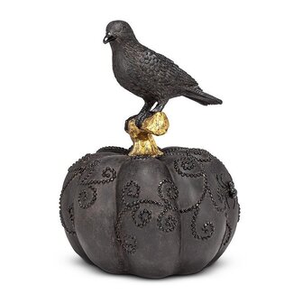 14" Raven on Brocade Pumpkin