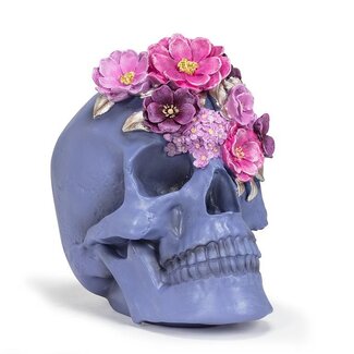 10" Purple Skull w/ Pink Flowers