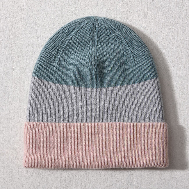 Luxe Cashmere Tri-tone Beanie
