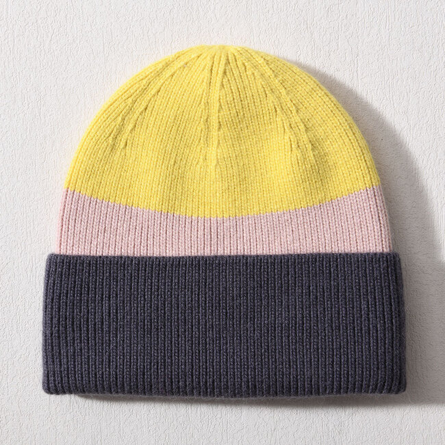 Luxe Cashmere Tri-tone Beanie