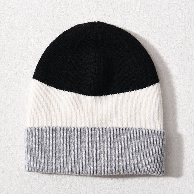 Luxe Cashmere Tri-tone Beanie