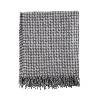 Blankets Medium Grey Houndstooth 70% Wool Blanket