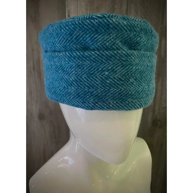 Turquoise Herringbone Ladies Pillbox Hat