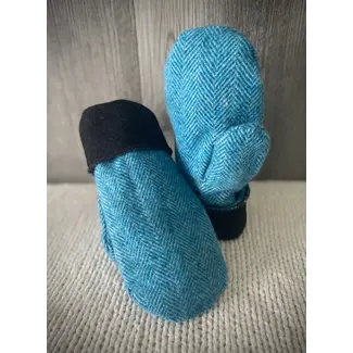 Turquoise Herringbone Ladies Mittens