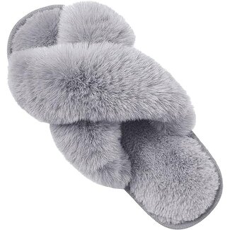 Grey Fuzzy Slippers